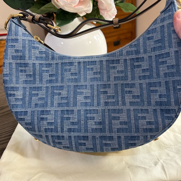 Fendi Light Blue Denim Fabric Fendigraphy Small Bag - Picture 5 of 11